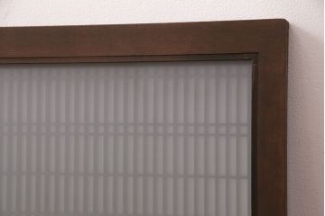 アンティーク建具 両面ガラス入り 角麻の組子が美しい欄間(明り取り、明かり取り)(R-049980)