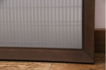 アンティーク建具 両面ガラス入り 角麻の組子が美しい欄間(明り取り、明かり取り)(R-049980)