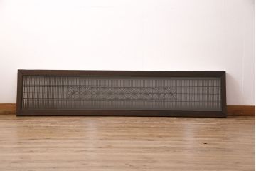 アンティーク建具　両面ガラス入り　角麻の組子が美しい欄間(明り取り、明かり取り)(R-049980)