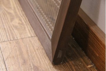 アンティーク建具　両面ガラス入り　角麻の組子が美しい欄間(明り取り、明かり取り)(R-049980)