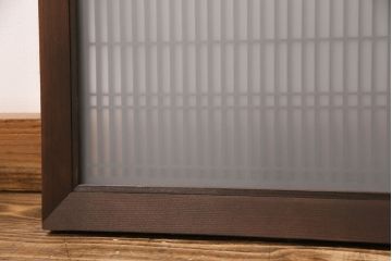 アンティーク建具　両面ガラス入り　角麻の組子が美しい欄間(明り取り、明かり取り)(R-049980)