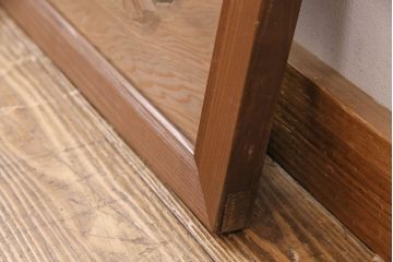 アンティーク建具　両面ガラス入り　竹と梅の彫りが和の風情を感じさせる欄間(明り取り、明かり取り)(R-049982)