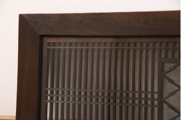 アンティーク建具　両面ガラス入り　インテリアのアクセントに!松皮菱文様の組子が目を引く欄間(明り取り、明かり取り)(R-049983)