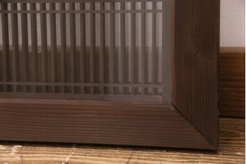 アンティーク建具　両面ガラス入り　インテリアのアクセントに!松皮菱文様の組子が目を引く欄間(明り取り、明かり取り)(R-049983)