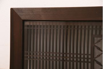 アンティーク建具　両面ガラス入り　インテリアのアクセントに!松皮菱文様の組子が目を引く欄間(明り取り、明かり取り)(R-049983)