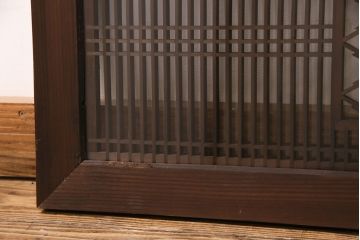 アンティーク建具　両面ガラス入り　インテリアのアクセントに!松皮菱文様の組子が目を引く欄間(明り取り、明かり取り)(R-049983)