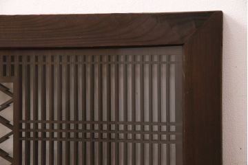 アンティーク建具　両面ガラス入り　インテリアのアクセントに!松皮菱文様の組子が目を引く欄間(明り取り、明かり取り)(R-049983)