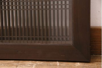 アンティーク建具　両面ガラス入り　インテリアのアクセントに!松皮菱文様の組子が目を引く欄間(明り取り、明かり取り)(R-049983)
