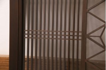 アンティーク建具　両面ガラス入り　麻の葉の組子がポイント!品のある雰囲気が素敵な欄間(明り取り、明かり取り)(R-049984)