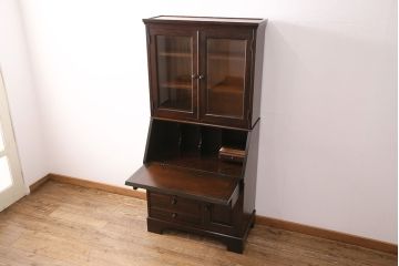 中古　北海道民芸家具　上品な雰囲気漂うライティングビューロー(簿記机、在宅ワーク、在宅用デスク、本棚、収納棚)(定価約50万円)(R-049986)