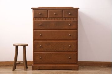 中古　横浜ダニエル(Daniel)　滑らかな木肌と温かみのある色合いが魅力のチェストセブン(S)(定価約40万円)(チェスト、引き出し)(R-049994)