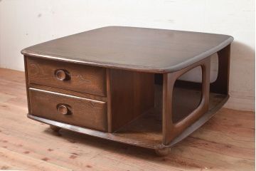 イギリスヴィンテージ　ERCOL(アーコール)　インテリアの差をつける!希少なパンドラボックスコーヒーテーブル(センターテーブル、ローテーブル、ビンテージ、英国)(R-050009)