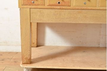 【簡易リペア限定品】レトロ家具　昭和レトロ　KIHARA　ナチュラルスタイルにおすすめ!小物収納に便利なナラ材製ネームプレート付きカードケース(引き出し、チェスト、図書館、図書室)(R-050014)