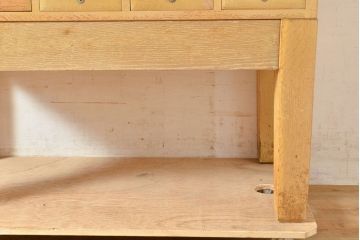 レトロ家具　昭和レトロ　KIHARA　ナチュラルスタイルにおすすめ!小物収納に便利なナラ材製ネームプレート付きカードケース(引き出し、チェスト、図書館、図書室)(R-050014)