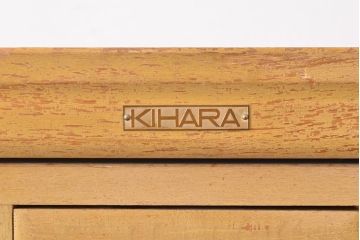 レトロ家具　昭和レトロ　KIHARA　お洒落な店舗什器におすすめのナラ材製ネームプレート付きカードケース(引き出し、チェスト、図書館、図書室)(R-050019)