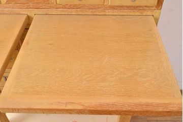 レトロ家具　昭和レトロ　KIHARA　お洒落な店舗什器におすすめのナラ材製ネームプレート付きカードケース(引き出し、チェスト、図書館、図書室)(R-050019)