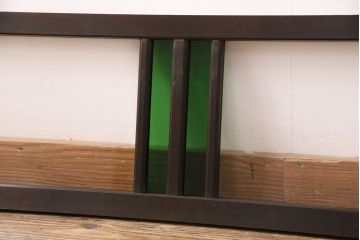 アンティーク建具　昭和初期　当時物のガラス入り!グリーンカラーがアクセントの色ガラス入り欄間(明り取り、明かり取り)(R-050031)