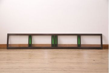 アンティーク建具　昭和初期　当時物のガラス入り!グリーンカラーがアクセントの色ガラス入り欄間(明り取り、明かり取り)(R-050031)