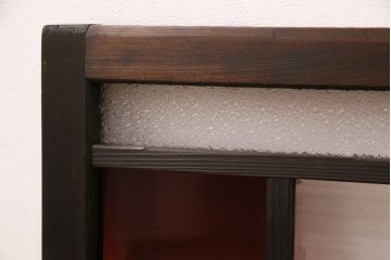 アンティーク建具　昭和初期　当時物のガラス入り!大正ロマンの雰囲気漂う色ガラス入り欄間(明り取り、明かり取り)(R-050032)