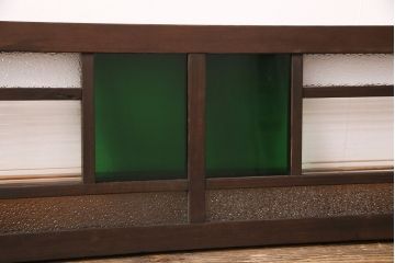アンティーク建具　昭和初期　当時物のガラス入り!大正ロマンの雰囲気漂う色ガラス入り欄間(明り取り、明かり取り)(R-050032)