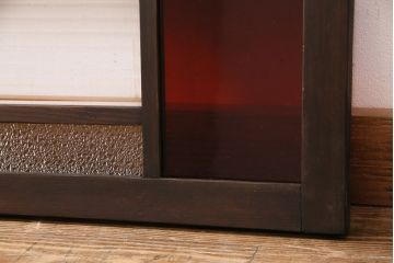 アンティーク建具　昭和初期　当時物のガラス入り!大正ロマンの雰囲気漂う色ガラス入り欄間(明り取り、明かり取り)(R-050032)