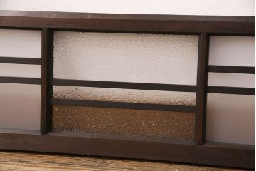 アンティーク建具　大正期　ノスタルジックな雰囲気漂うガラス入り欄間(明り取り、明かり取り)(R-050034)