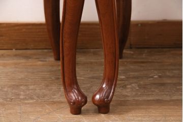 中古　高級家具　カリン材　ロココ調の優美なチェア2脚セット(ダイニングチェア、サロンチェア、椅子、花梨材)(R-050057)
