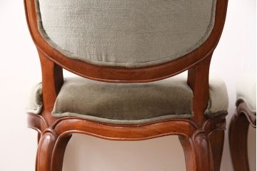 中古　高級家具　カリン材　ロココ調の優美なチェア2脚セット(ダイニングチェア、サロンチェア、椅子、花梨材)(R-050057)