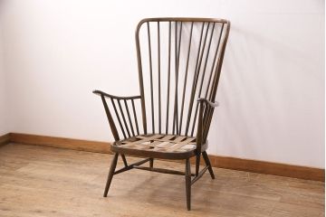 ヴィンテージ家具　ERCOL(アーコール)　エバーグリーン　エレガントな雰囲気漂う1人掛けイージーチェア(ラウンジチェア、アームチェア、椅子、ソファ、ビンテージ)(R-050061)