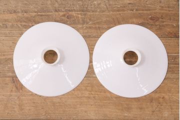 アンティーク照明　ノスタルジックな雰囲気が魅力の平笠シェードのペンダントライト2個セット(吊り下げ照明、天井照明)(R-050066)