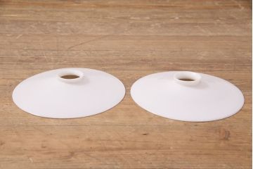 アンティーク照明　昔懐かしいデザインが趣溢れる平笠シェードのペンダントライト2個セット(吊り下げ照明、天井照明)(R-050068)