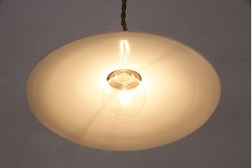 アンティーク照明　レトロな佇まいがあたたかみを感じる平笠シェードのペンダントライト2個セット(吊り下げ照明、天井照明)(R-050069)