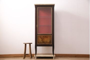 ヴィンテージ家具　イタリア家具　マホガニー　クラシカルな空間を演出するショーケース(ガラスケース、陳列棚、飾り棚、キャビネット、ビンテージ)(R-050073)