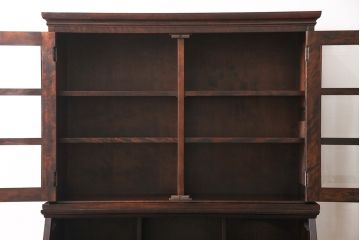 中古　神居民芸家具　クラシカルな佇まいが魅力的なライティングビューロー&スツールセット(机、ワークデスク、チェア、本箱、ブックケース)(R-050074)