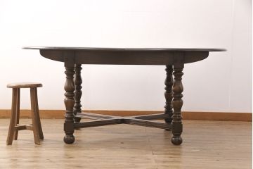イギリスヴィンテージ　ERCOL(アーコール)　ニレ材　クラシカルな雰囲気漂うドローリーフテーブル(エクステンションテーブル、ダイニングテーブル、ビンテージ)(R-050080)