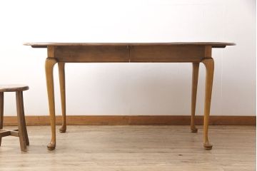 中古　ETHAN ALLEN(イーセンアーレン)　猫脚がおしゃれなドローリーフテーブル(エクステンションテーブル、ダイニングテーブル)(R-050081)