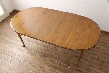 中古　ETHAN ALLEN(イーセンアーレン)　猫脚がおしゃれなドローリーフテーブル(エクステンションテーブル、ダイニングテーブル)(R-050081)