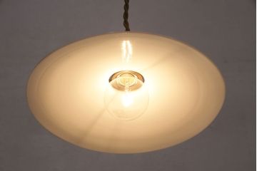 アンティーク照明　レトロな空間づくりにおすすめ!平笠シェードの吊り下げ照明(ペンダントライト、天井照明、電笠)(R-050083)