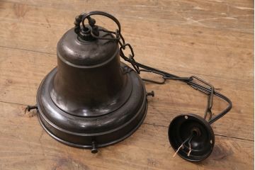 アンティーク照明　プレスガラスがおしゃれなペンダントライト(吊り下げ照明、天井照明、シェード)(R-050086)