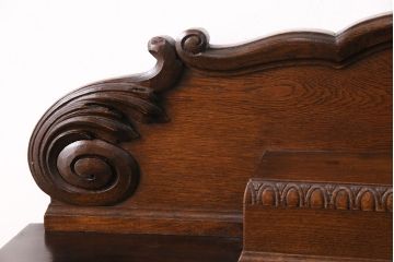 アンティーク家具　フランスアンティーク　オーク材　特注サイズ　繊細な彫刻が魅力!エレガントな雰囲気を醸し出す迫力満点の大きなサイドボード(キャビネット、戸棚、収納棚)(R-050087)
