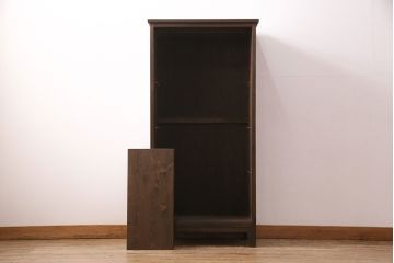 ラフジュ工房オリジナル　古建具リメイク　結霜ガラスがおしゃれな収納棚(キャビネット、ガラス戸棚、本箱)(R-050096)