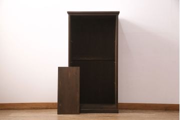 ラフジュ工房オリジナル　古建具リメイク　結霜ガラスがおしゃれな収納棚(キャビネット、ガラス戸棚、本箱)(R-050097)