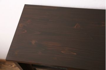 ラフジュ工房オリジナル　古建具リメイク　結霜ガラスがおしゃれな収納棚(キャビネット、ガラス戸棚、本箱)(R-050097)