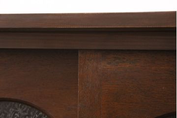 ラフジュ工房オリジナル　古建具リメイク　結霜ガラスがおしゃれな収納棚(キャビネット、ガラス戸棚、本箱)(R-050097)