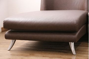 中古　美品　ARMONIA(アルモニア)　Bella Curva　合皮　スタイリッシュなデザインがおしゃれな2Pソファ、カウチソファセット(コーナーソファ、L字型ソファ、2人掛け、3人掛け)(R-050108)