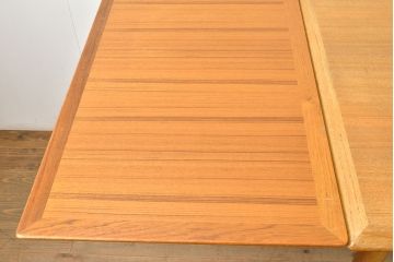 ビンテージ家具　北欧ヴィンテージ　明るい木色がぬくもりを感じるチーク材製エクステンションテーブル(拡張式テーブル、ダイニングテーブル、6人掛け、4人掛け)(R-050132)