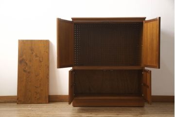 イギリスヴィンテージ　チーク材　レトロモダンなテレビキャビネット(収納棚、戸棚、サイドキャビネット、ビンテージ)(R-050145)
