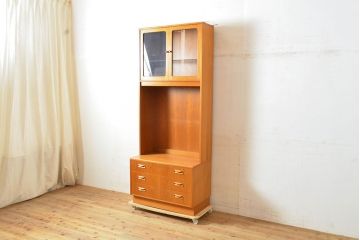 イギリスヴィンテージ　北欧スタイル　チーク材　Fresco(フレスコ)　G-PLAN(ジープラン)製のキャビネット(飾り棚、ビンテージ)(R-050156)