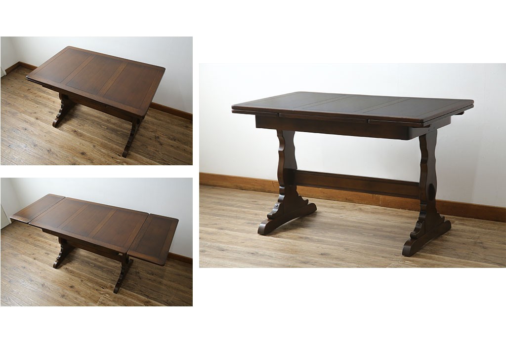 ヴィンテージ家具　イギリス　ERCOL(アーコール)　ニレ材　カントリースタイルにおすすめのドローリーフテーブル　(R-050163)
