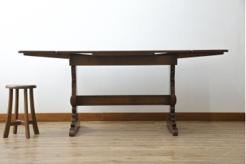 ヴィンテージ家具　イギリス　ERCOL(アーコール)　ニレ材　カントリースタイルにおすすめのドローリーフテーブル　(R-050163)